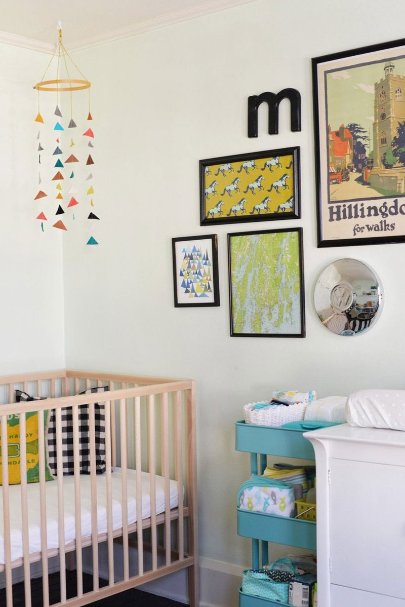 vintage and modern nursery for a boy