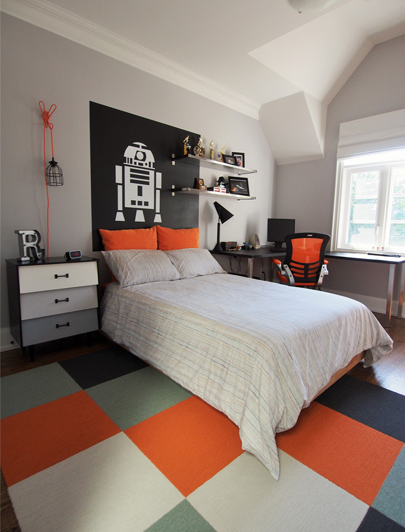 orange grey black boysroom