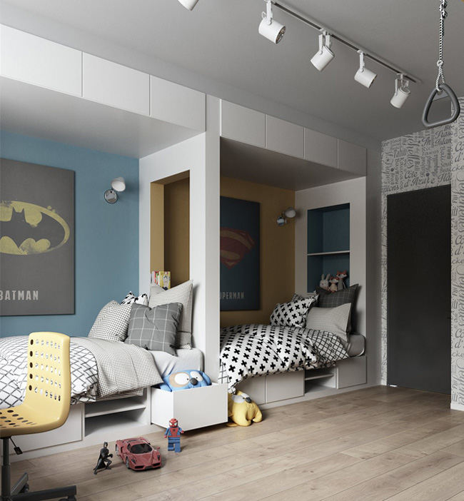 shared kidsrooms without bunkbeds