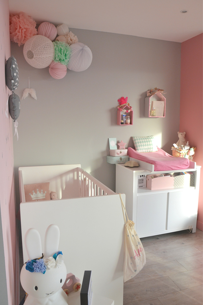 grey and pink nursery