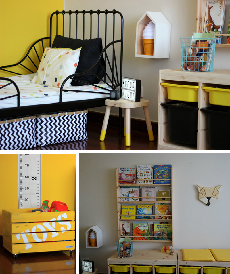 black and yellow boysroom