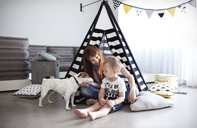 black white striped teepee