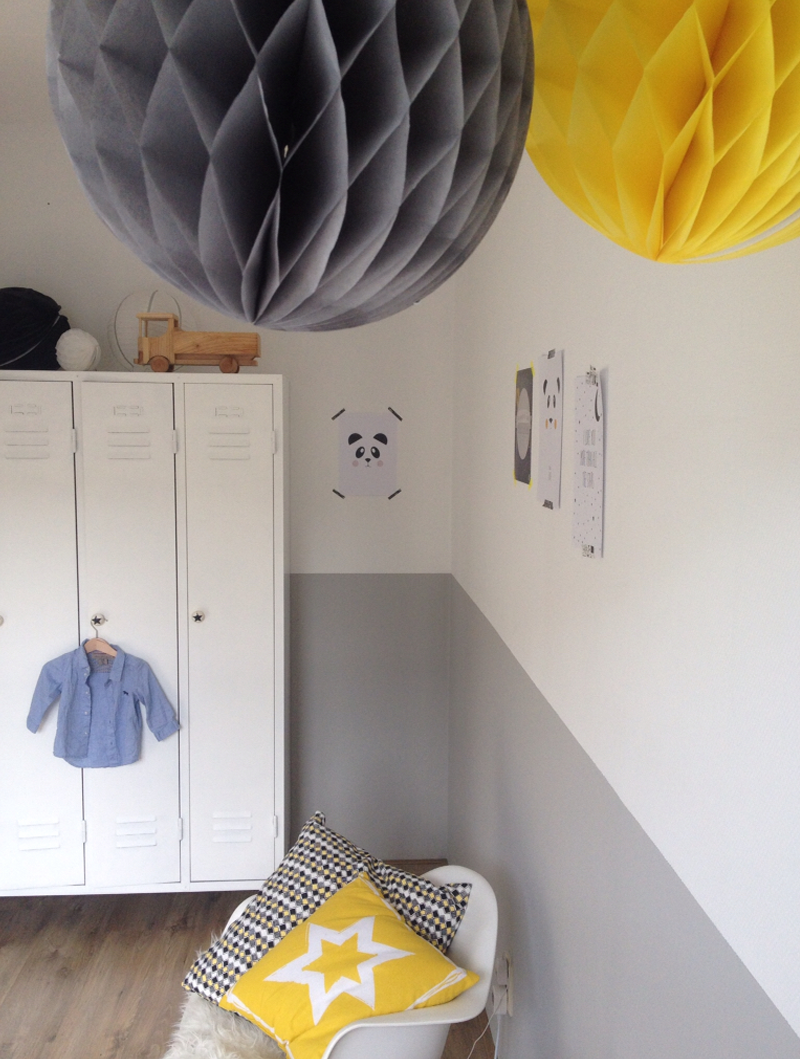 grey yellow kids room