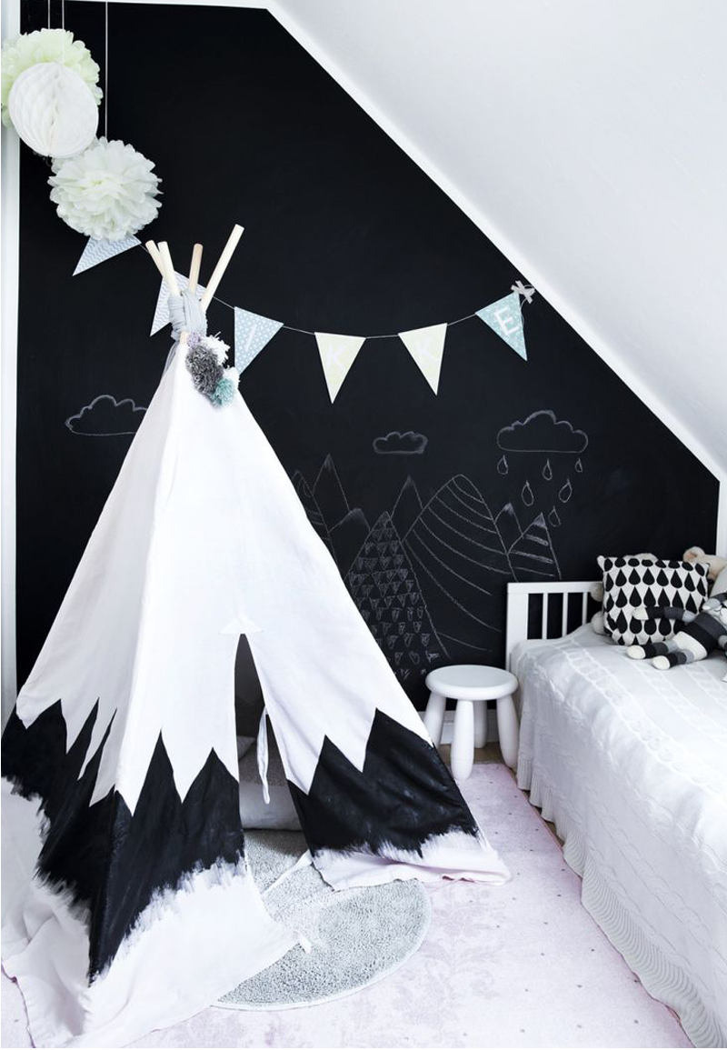 black and white teepee
