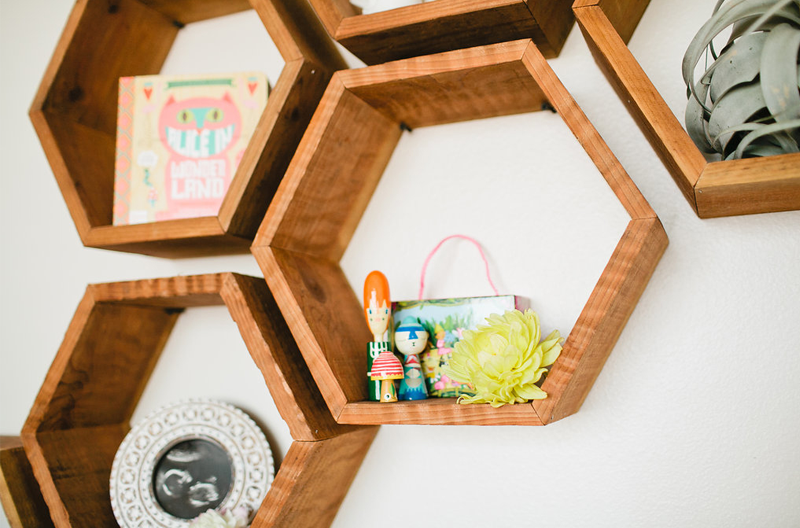 hexagon shelves kids room