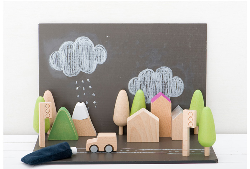 town wooden toy blocks