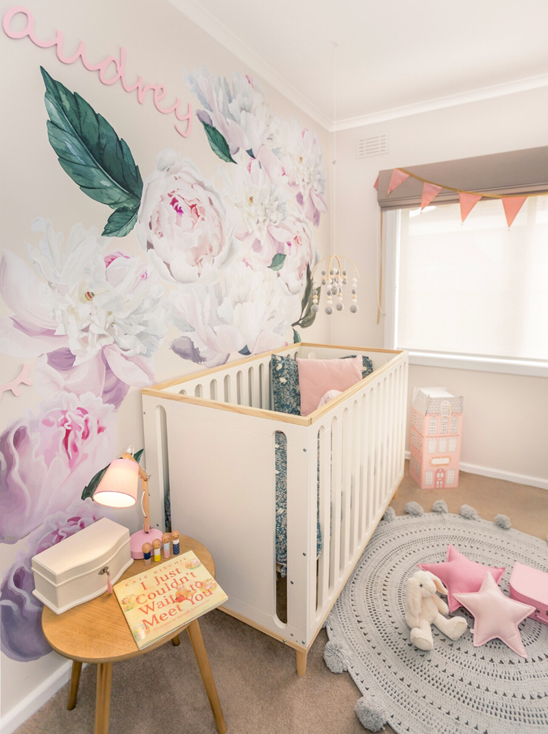 nursery with peony decals