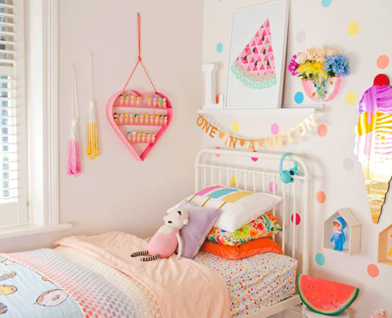 bright colourful girls room