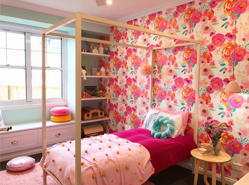 big floral girls bedroom