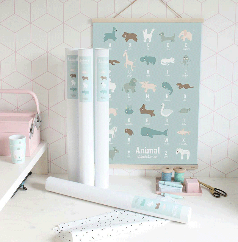 pale blue animal poster