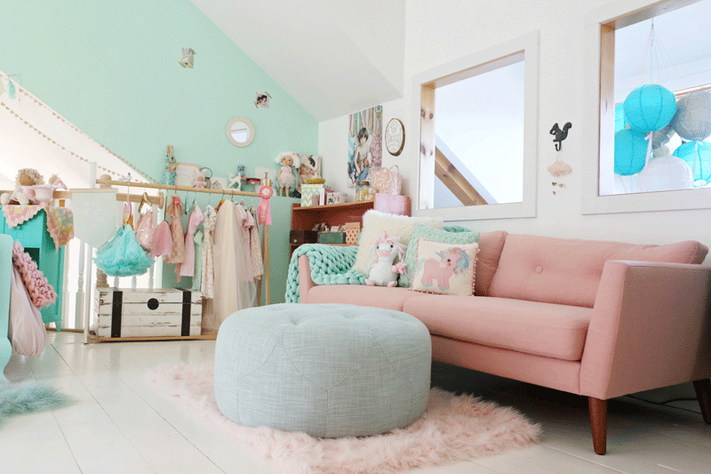 pink and turquoise girls room