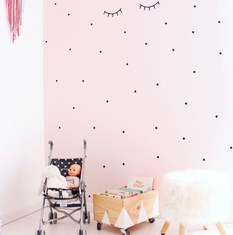 pink wall black dots