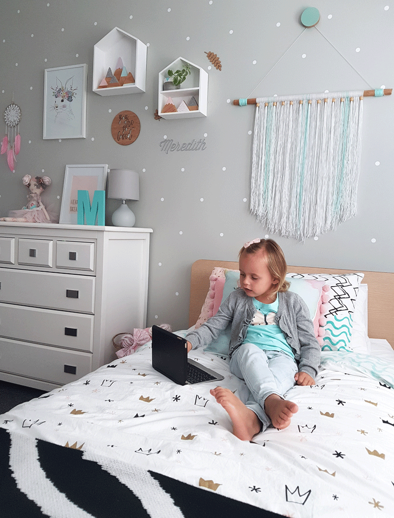 black and pale blue kids room