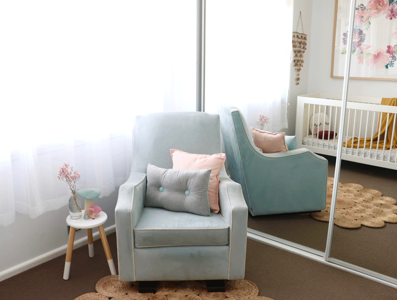 pastel blue armchair