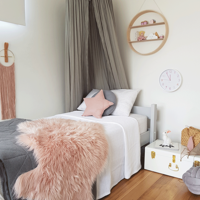 grey and pink girls room