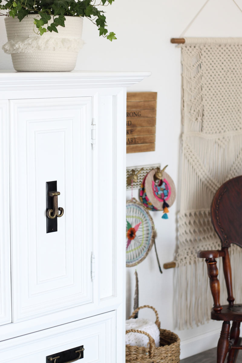 white rusic cupboard