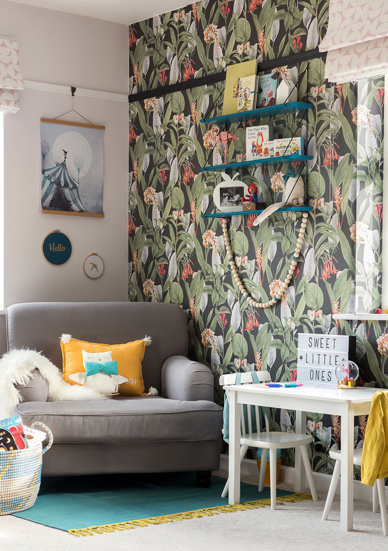 botanical eclectic kids wallpaper