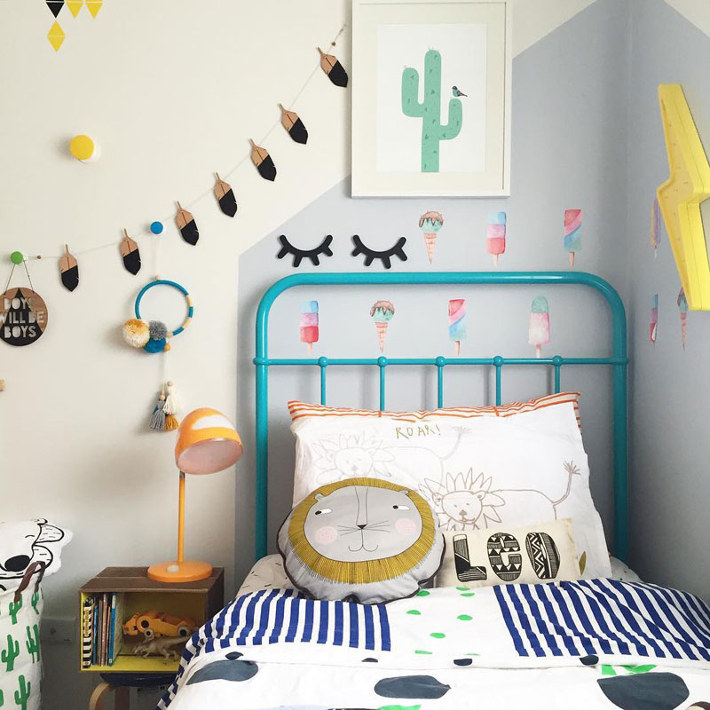 turquoise metal kids bed