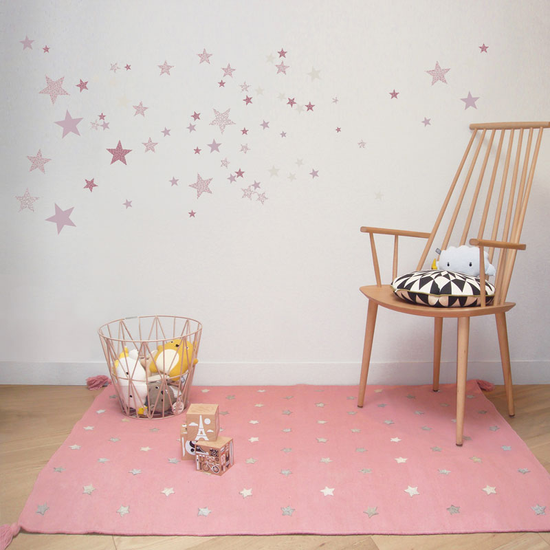 pink rug with stars
