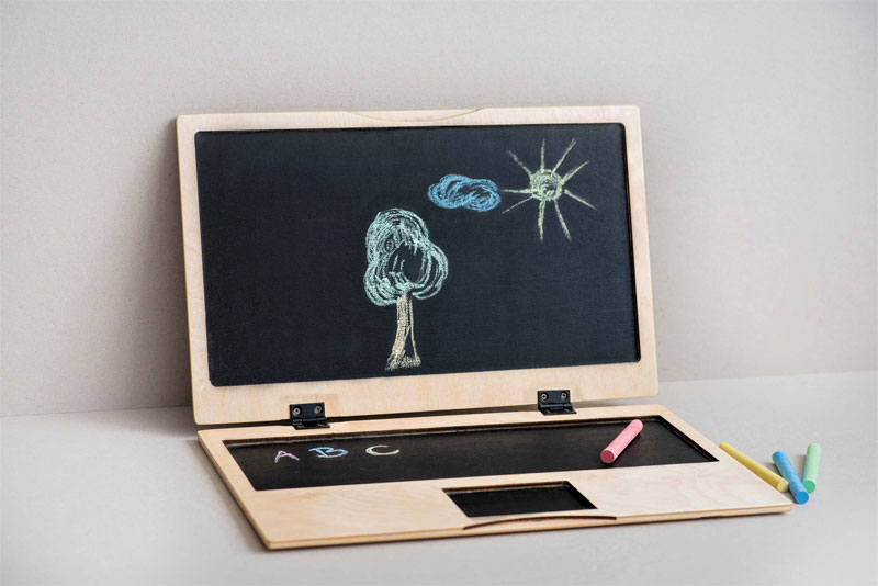 wooden laptop toy