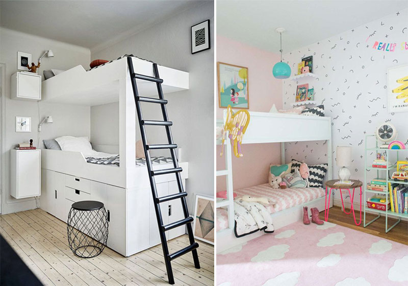 white bunk bed