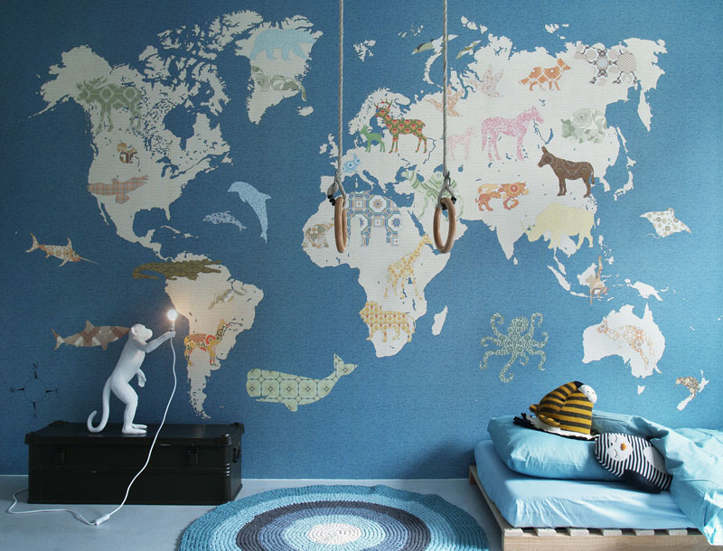 world map mural