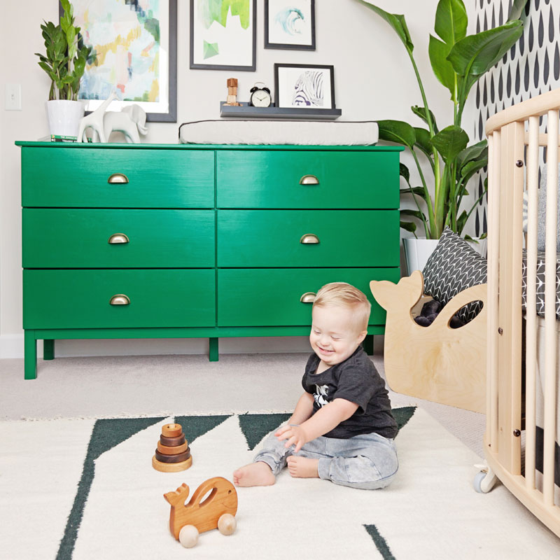 green baby changing table