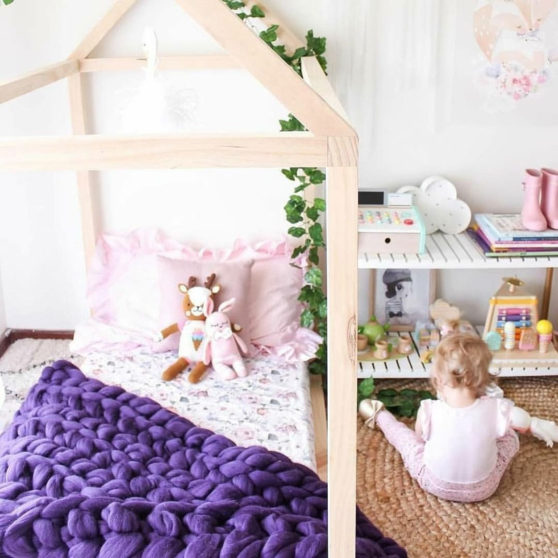 purple textiles kid's room