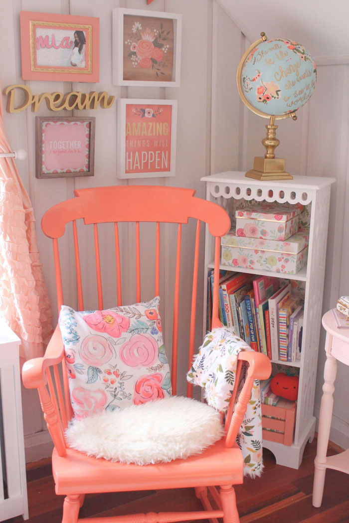 coral pink chair