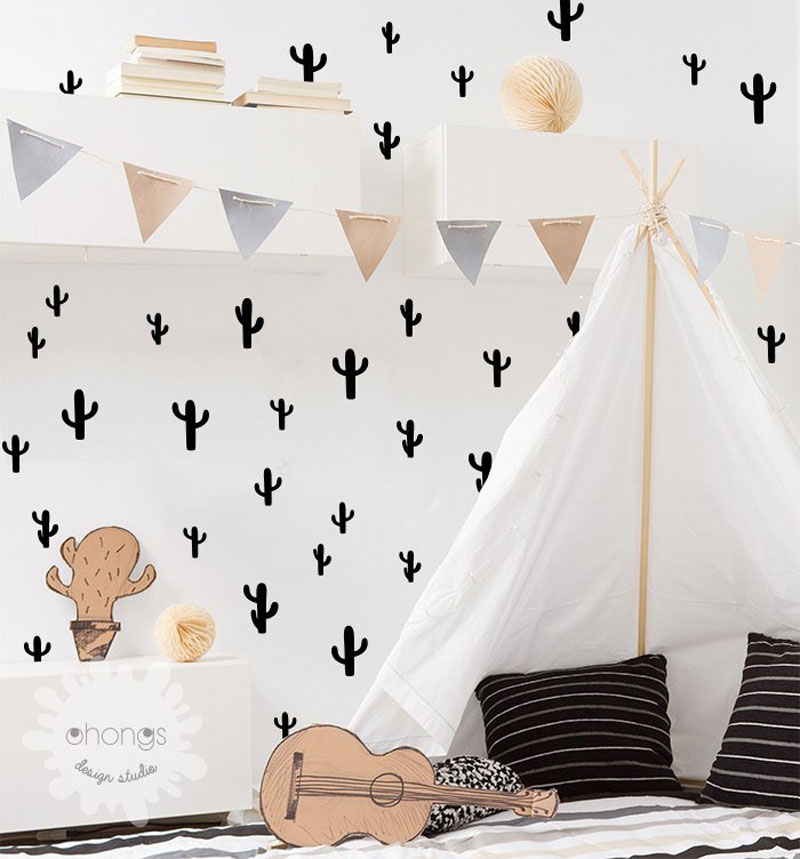 black cactus wall stickers