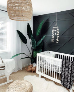 black feature wall nursery