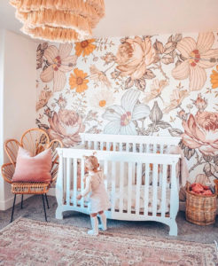 peachy pink floral wallpaper