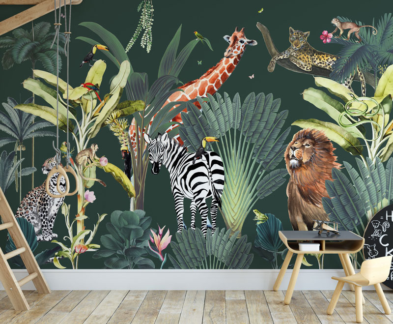jungle tropical kid's room ideas