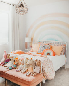 pastel rainbow wall decal in kid's room