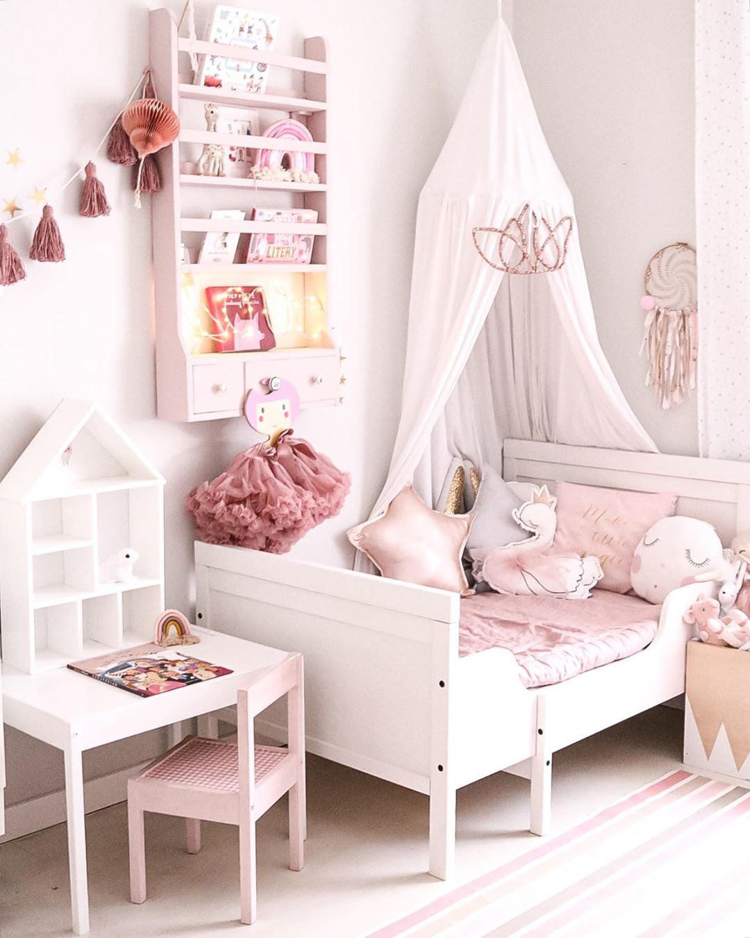 pink and white girl's room
