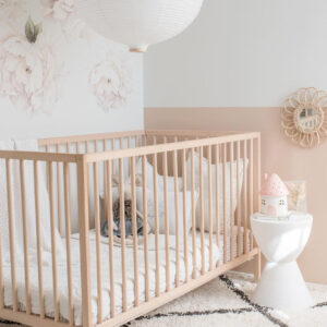 pale nude pink walls baby room