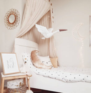 pale nude pink textiles girl's room