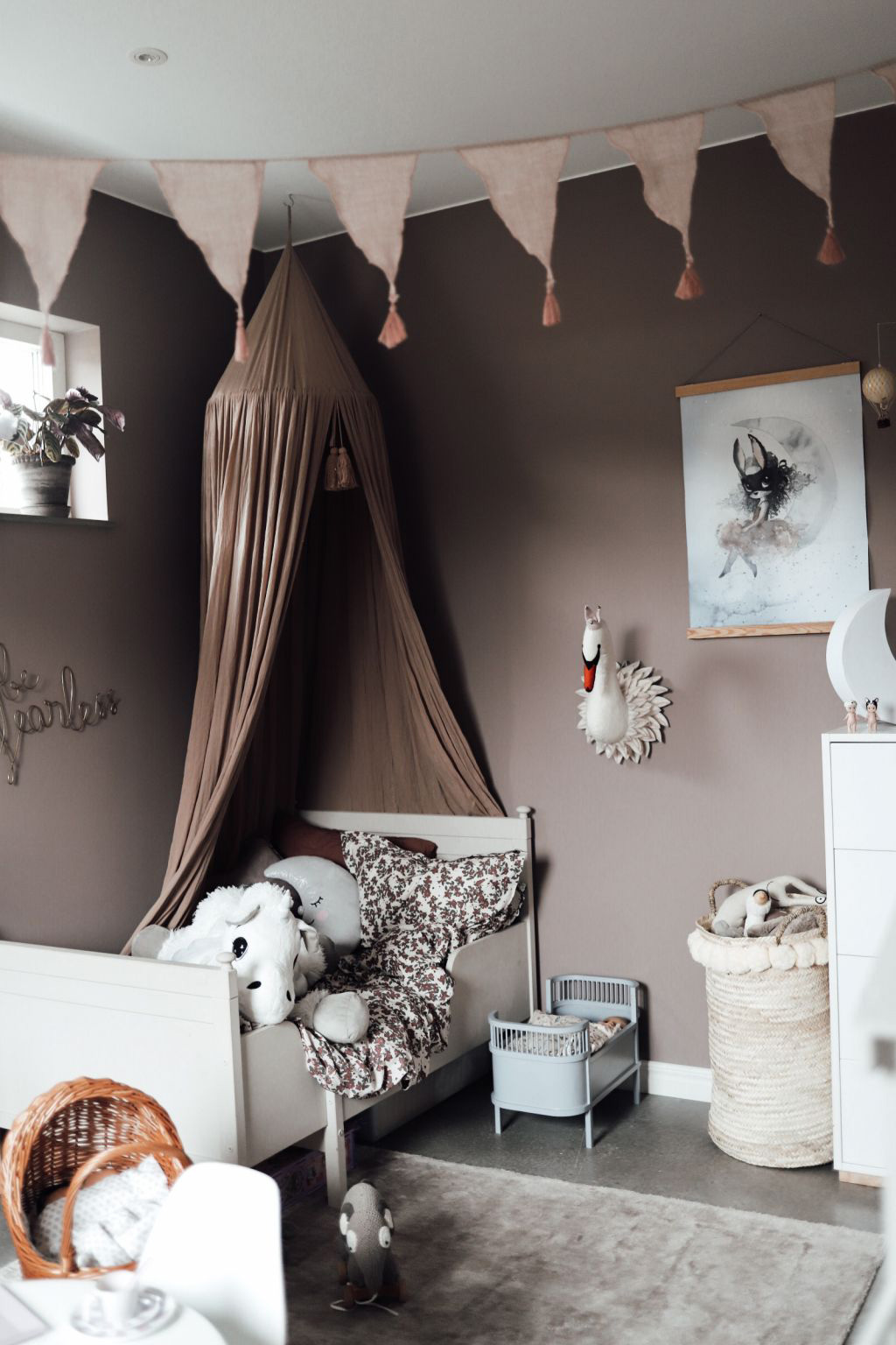 dusty pink beige wall paint for girl's room